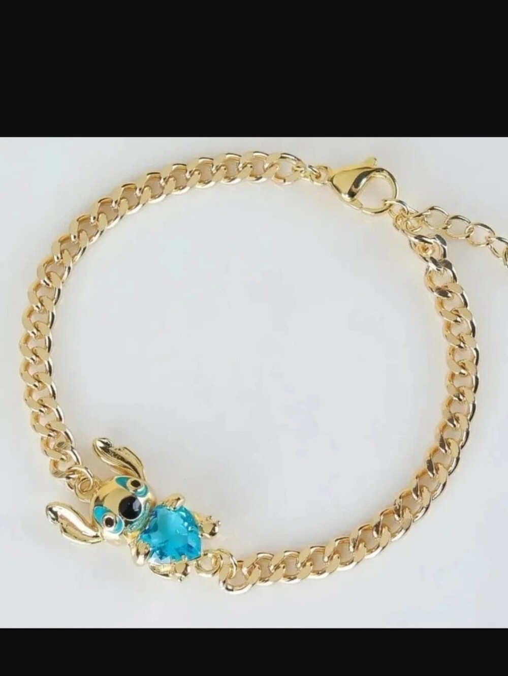 Gold-Tone Blue Crystal Stitch Charm Bracelet - Women's Jewelry